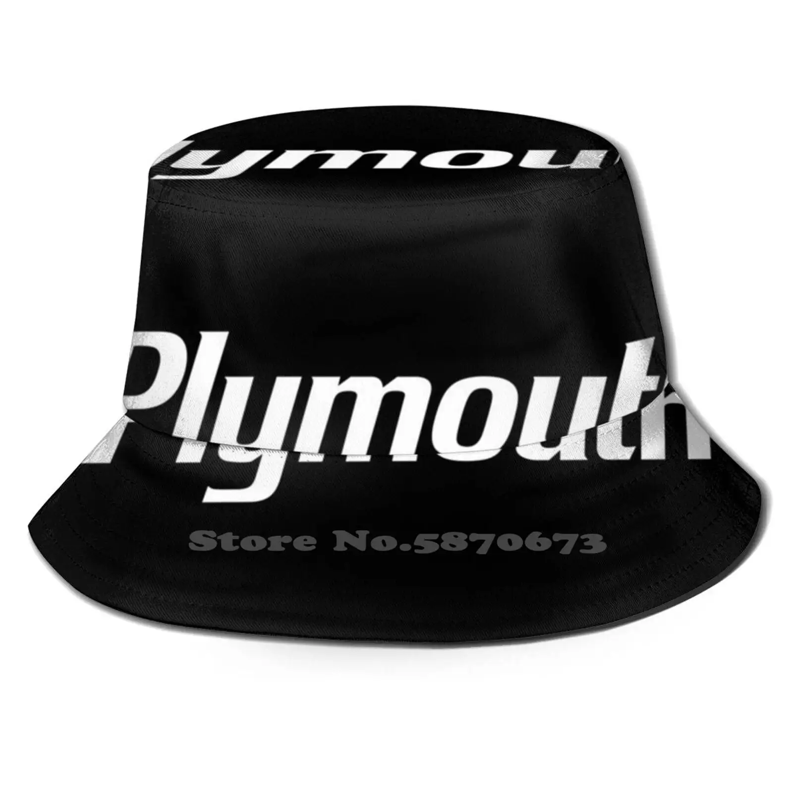 

Plymouth White Logo Horizontal Fan Art Print Bucket Hats Sun Cap Mopar Logo Symbol Parts Fiat Chrysler Muscle Car Cars Charger