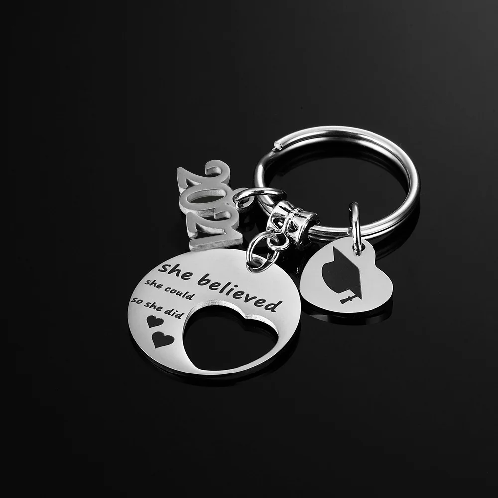 

Creative Gift For Graduation Season 2021 Graduation Souvenir Heart-shaped Blessing Keychain Accessories For Friend Or Classmates