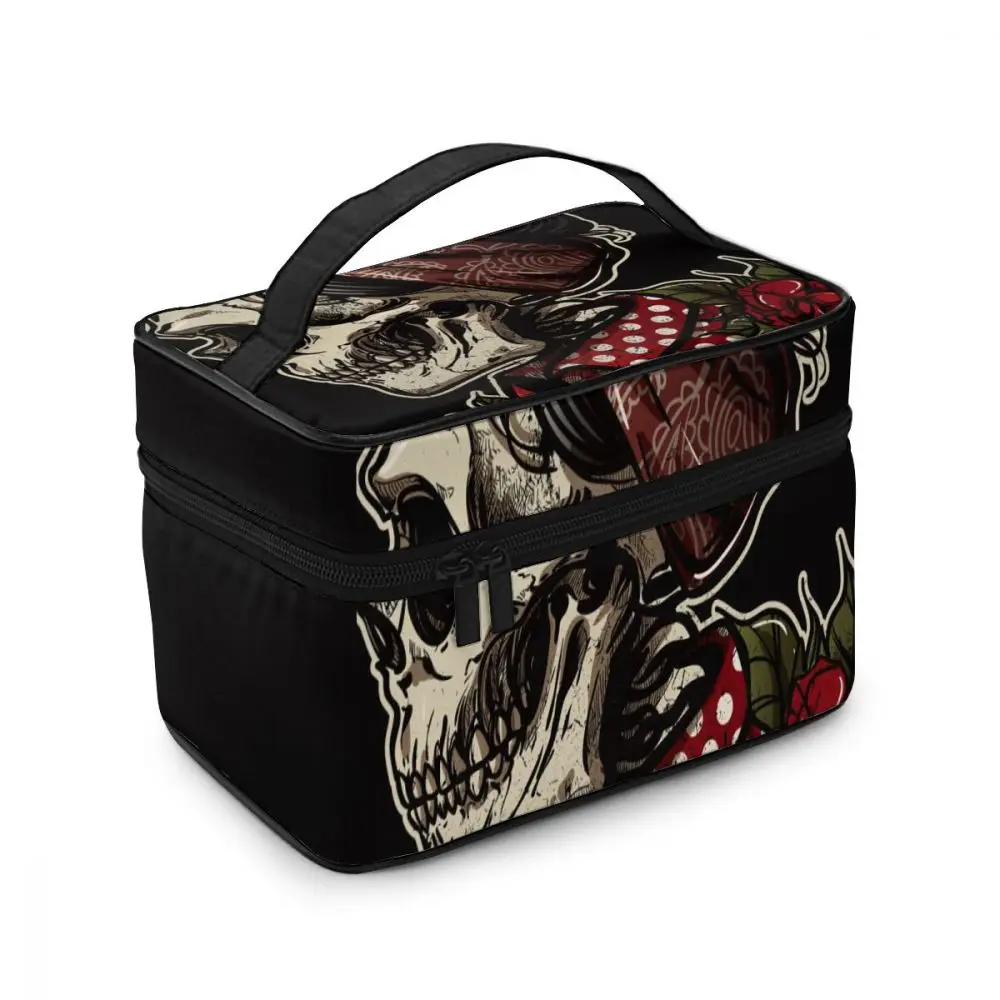 

Women's Travel Organization Beauty Cosmetic Make up Storage Lady Wash Bags White Skull With Octopus Foot Handbag Pouch