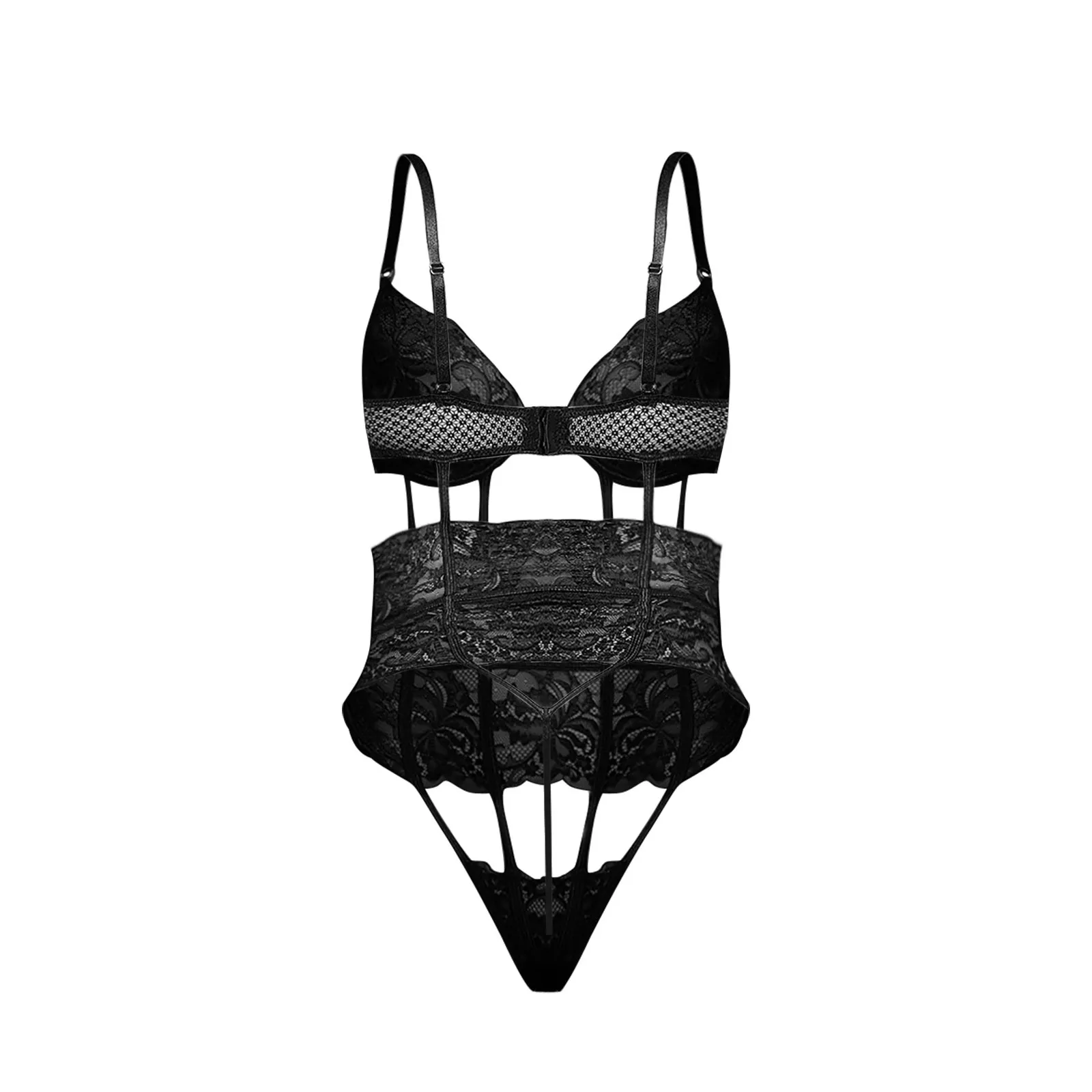 

Hollow Out Sexy Bodysuit Women Lace Deep V-neck Sleeveless Sexy Lingerie Female Push Up Body Para Mujer Fashion Skinny Bodysuits