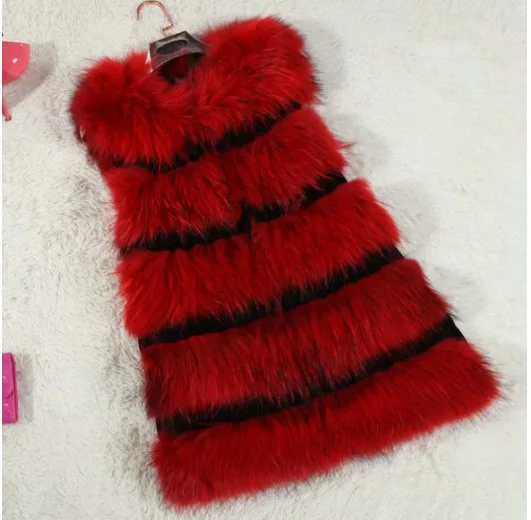 Женская меховая жилетка искусственный жилет на лисьем меху средней длины зимнее