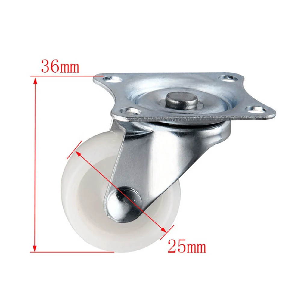 

10 кг универсальные поворотные ролики 1 "мебельное колесо роликовое белое полипропиленовое нейлоновое двойное роликовое колесо для стула-тележки на платформе