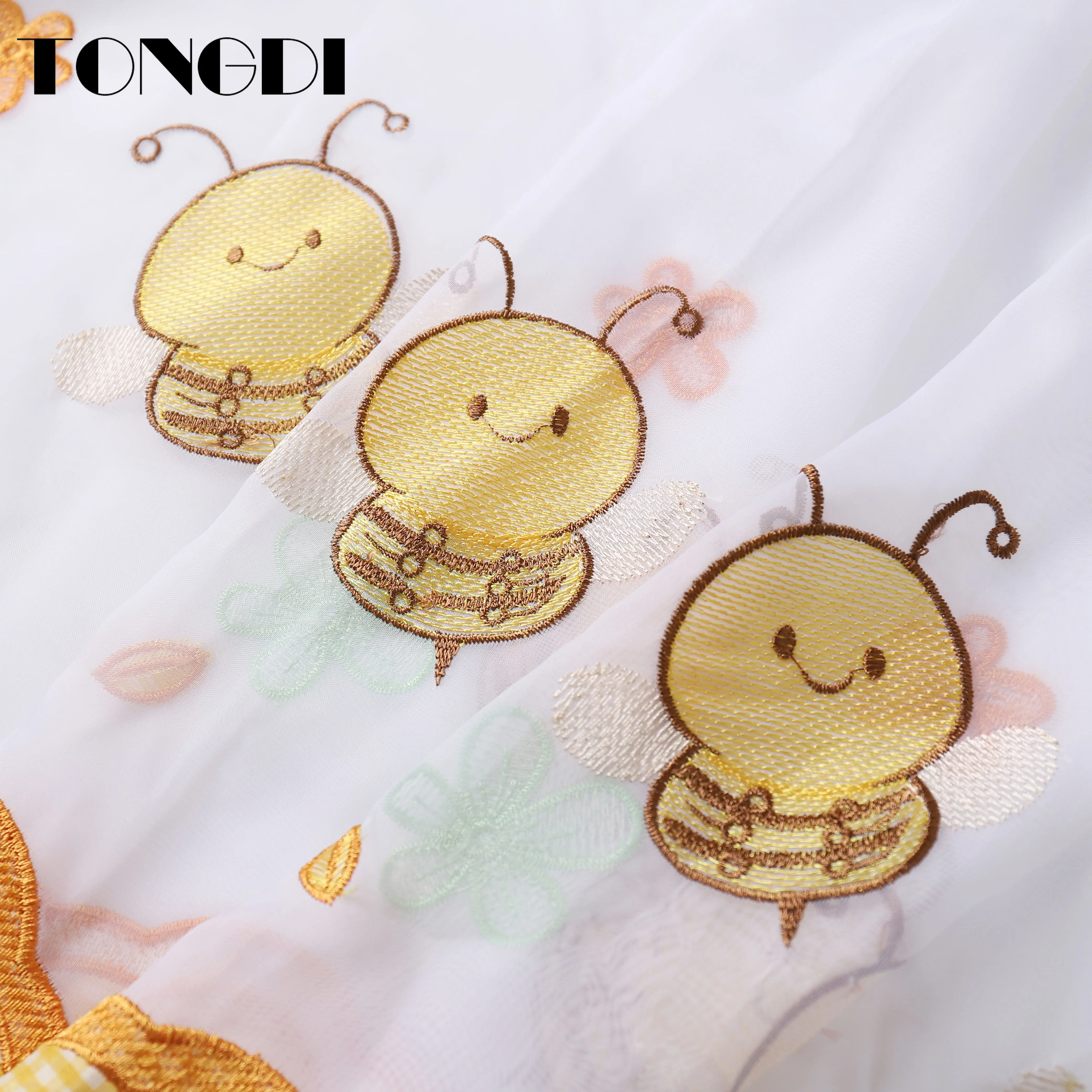 TONGDI Короткие Занавески для кухни и дома белые тюлевые шторы с вышитыми животными