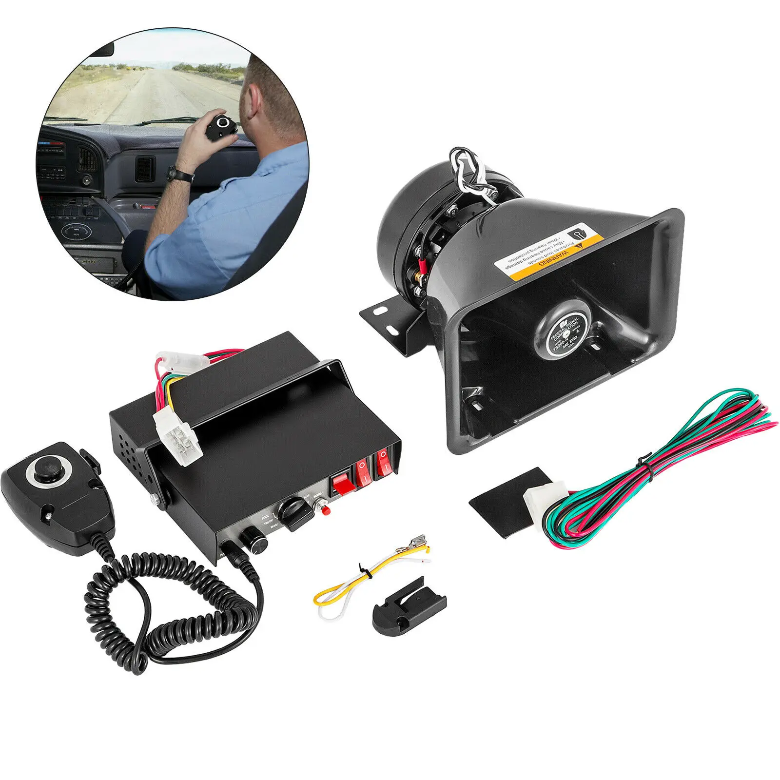 

Автомобильная сигнализация VEVOR 100 / 200 Вт 12 В постоянного тока, профессиональная система звукоПредупреждение сигналов с ручным микрофоном дл...