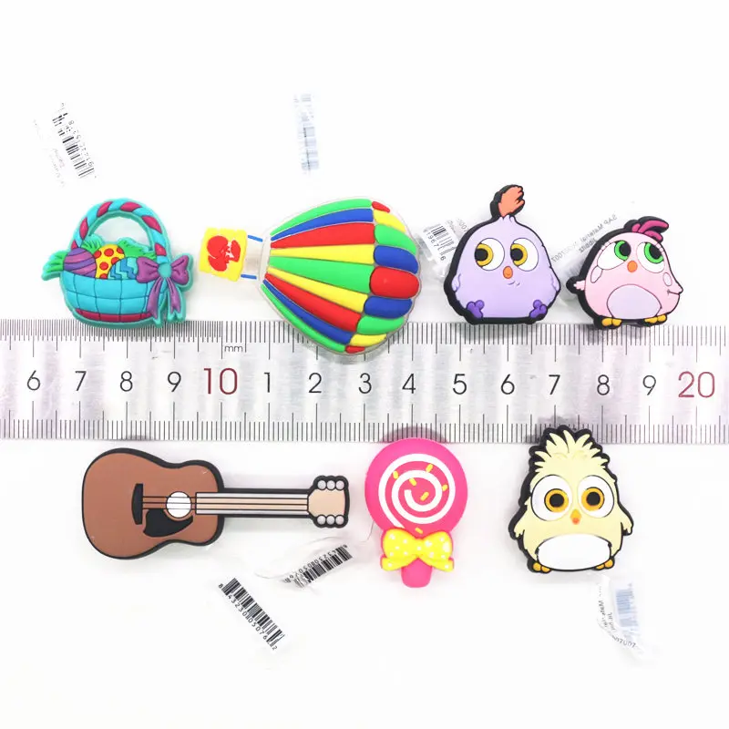 Original 1pcs Lollipop Shoe Croc Charms Chick Guitar Hot-air balloon PVC Shoe Decoration Accessories JIBZ fit Kids Party Gifts
