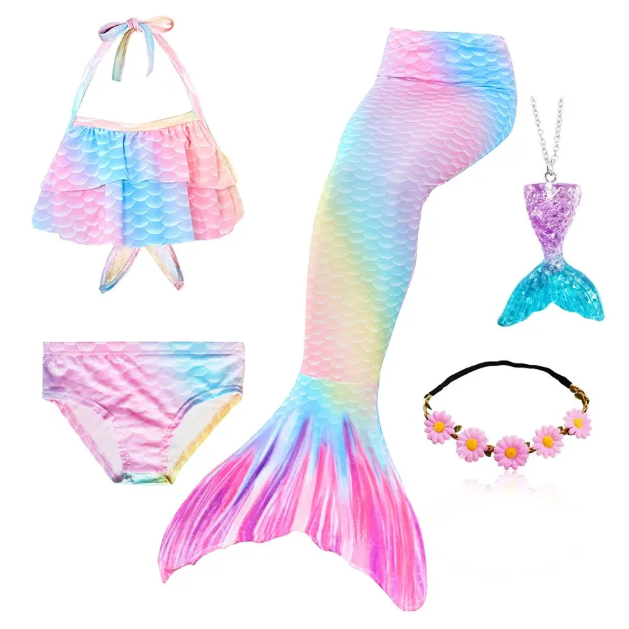 Girls Kids Bikini Mermaid Tail with Finned for Swimming Child's Split Swimsuit Clothing Swimwear Cosplay Costume | Тематическая
