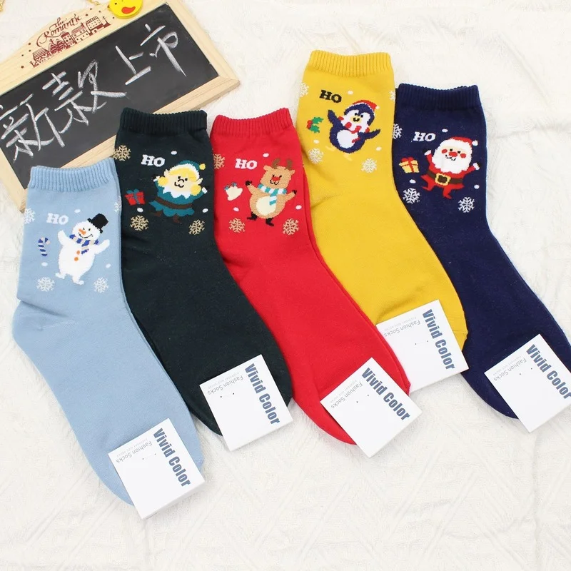 

Snowman Penguin Women Socks Christmas Sock Girls Fashion Sox High Quality Thick Cotton Novelty Autumn Winter Korean Calcetines