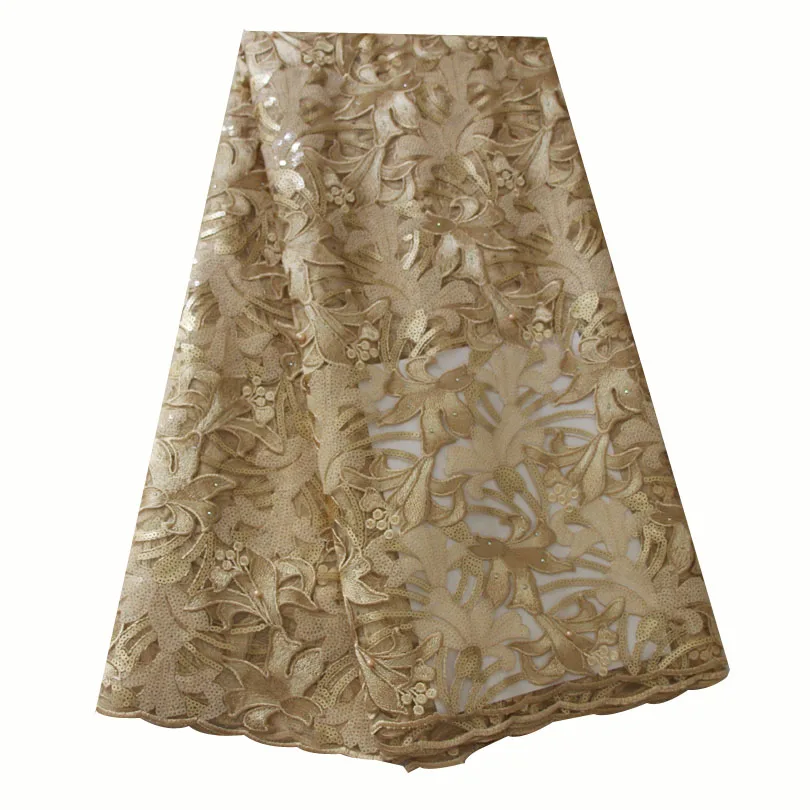 Нигерийская кружевная ткань с блестками для свадебного платья хит продаж 2019