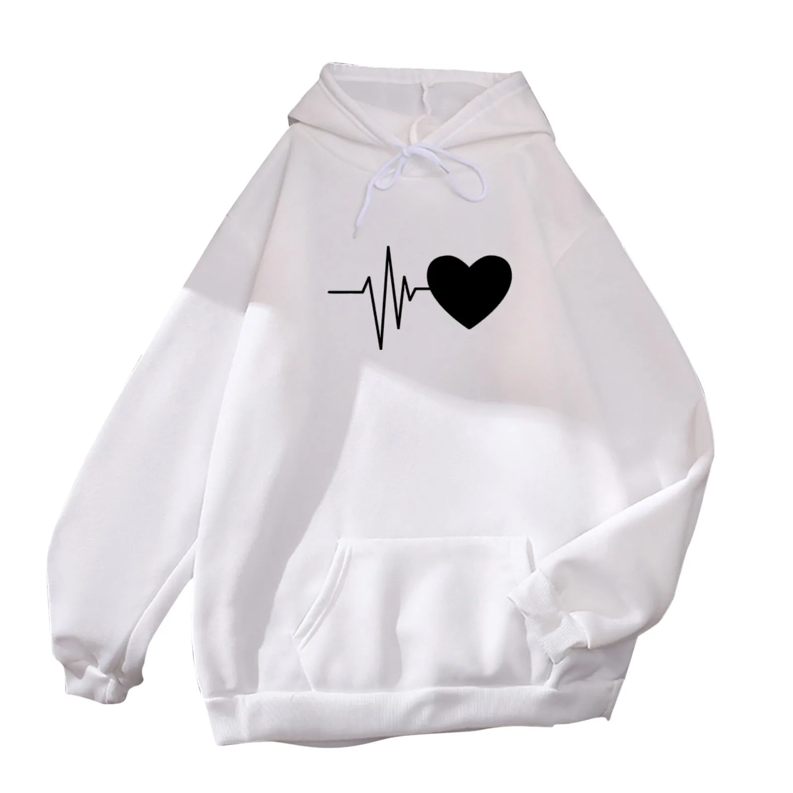 

New Women Casual Printed Top Long Sleeve Loose Hooded Sweatshirt Top With Pocket High Quality Daily Comfy Blouse Sudaderas Mujer