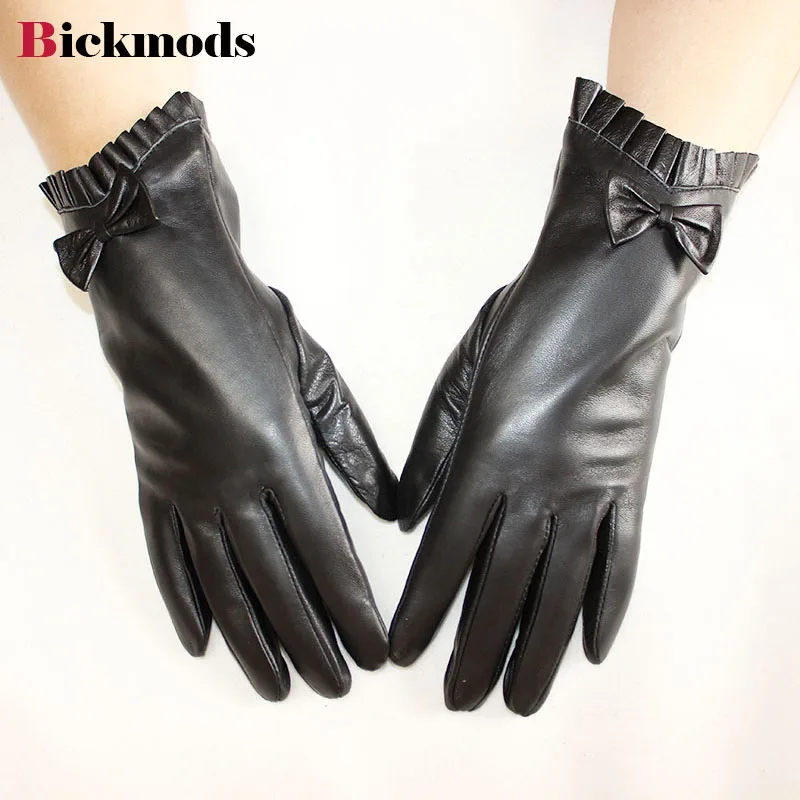 BICKMODS кожаные перчатки женские модные новые осенние и зимние Бархатные Теплые женские перчатки из овчины