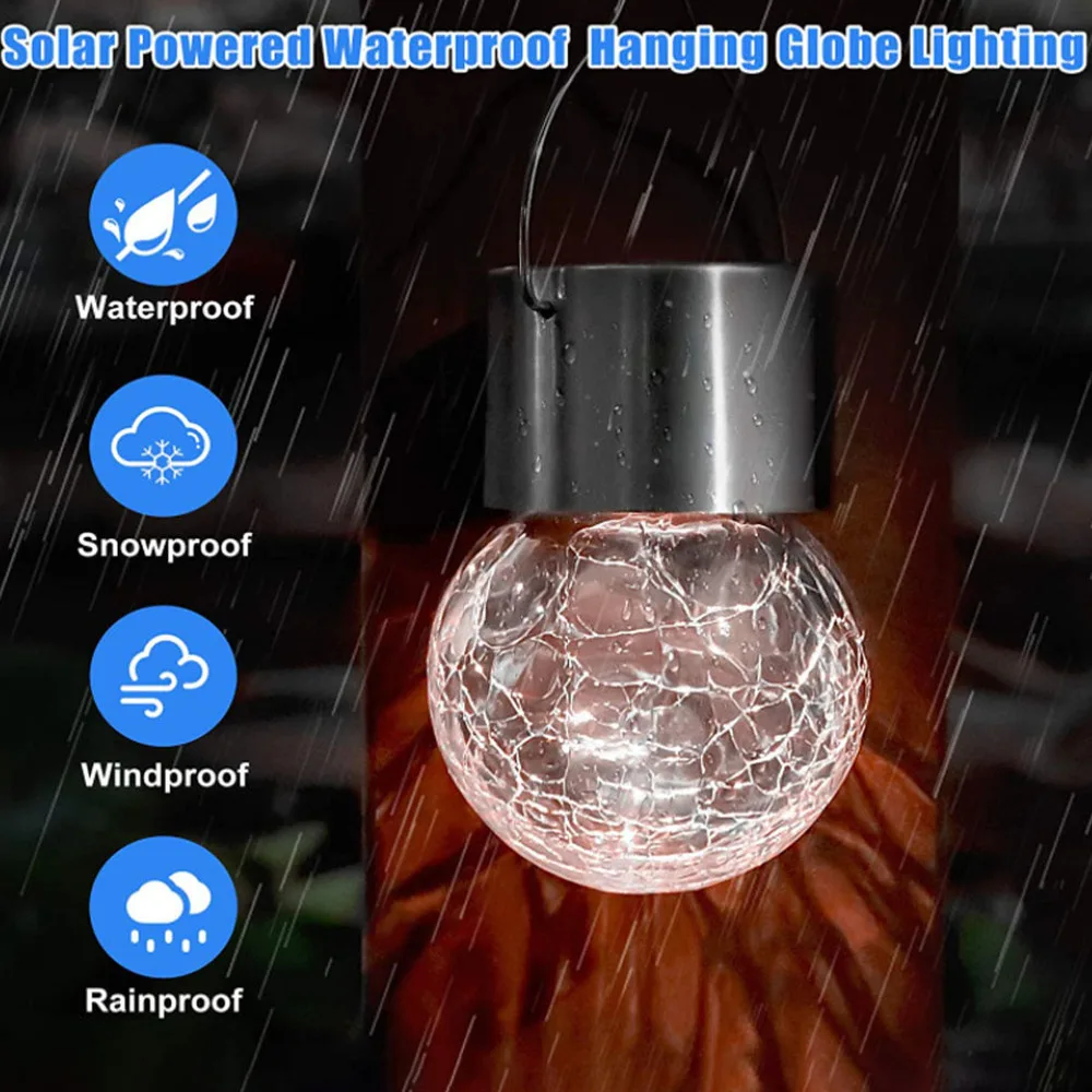 

8pcs Creative Solar Power Light Hanging Crack Lamp Decorative Outdoor Light