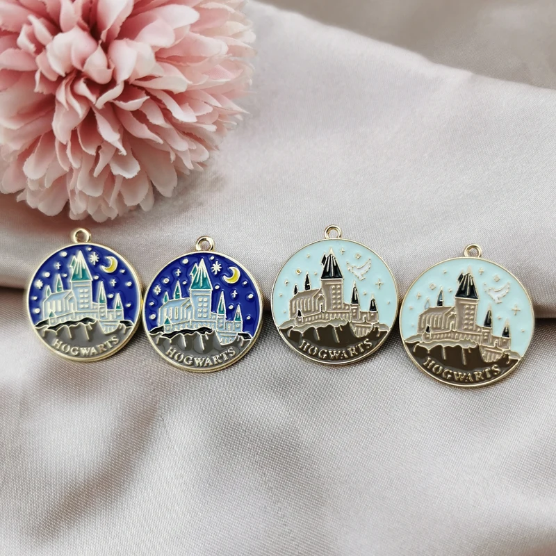 

10pcs enamel castle charm day and night jewelry accessories earring pendant bracelet necklace charms zinc alloy 25x27mm