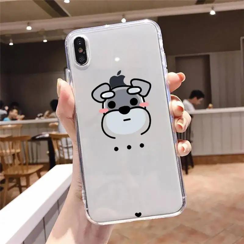 

Cartoon schnauzer dog Phone Case For iphone 12 11 8 7 6s 6 5 5s 5c se plus mini x xs xr pro max Transparent soft