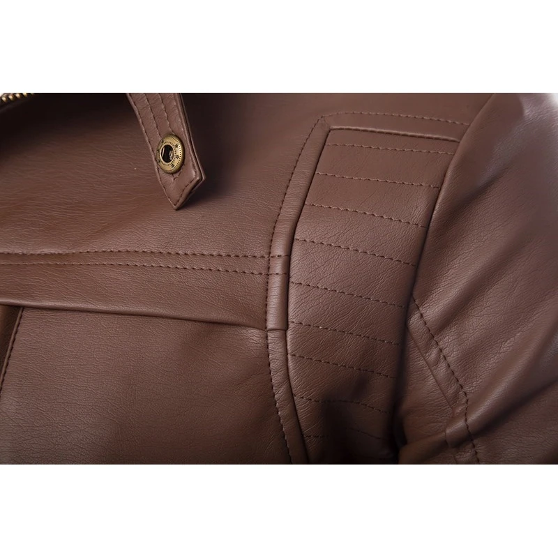 

Quality Men High Leather Jacket 2020 Autumn Stand Collar Multi-Zipper Men's motorcycle clothing Boutique Men PU Leather Jacket