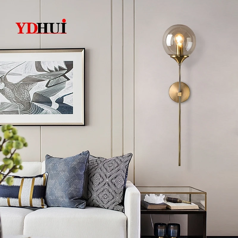 Современная стеклянная настенная лампа Золотой светодиодный светильник для