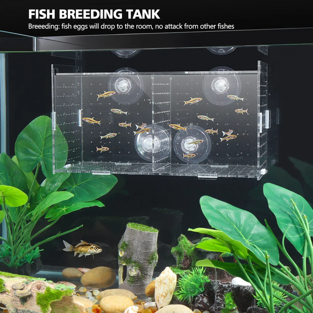 

POPETPOP Transparent Acrylic Fish Breeding Tank Isolation Box Aquarium Incubator Hatching Box