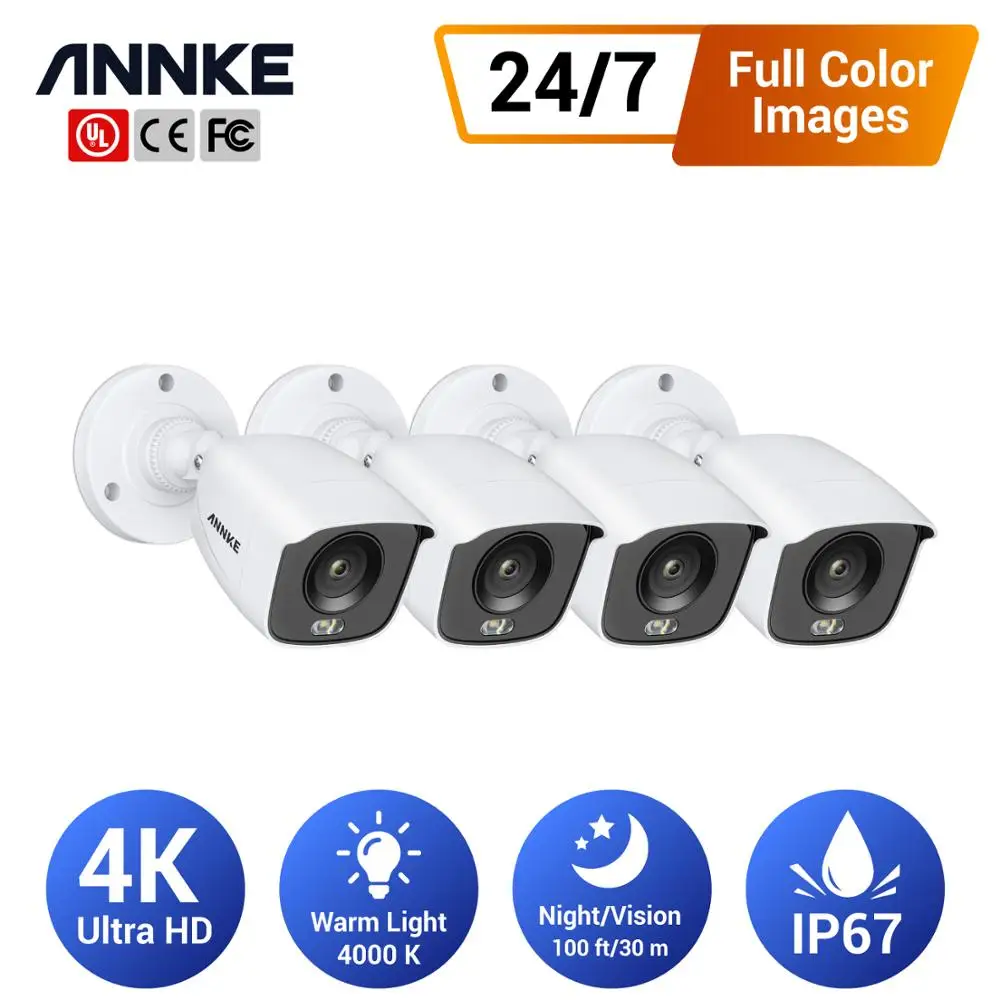 4 шт. аналоговые камеры безопасности ANNKE 4K HD IP67|Камеры видеонаблюдения| |
