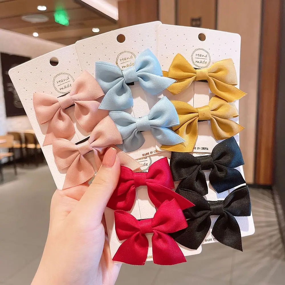 

Kawaii Cute Kids Gift Pure Color Design Bowknot Shape Children Hairpin Head Decoration Girl Hairclip Hair Accessories