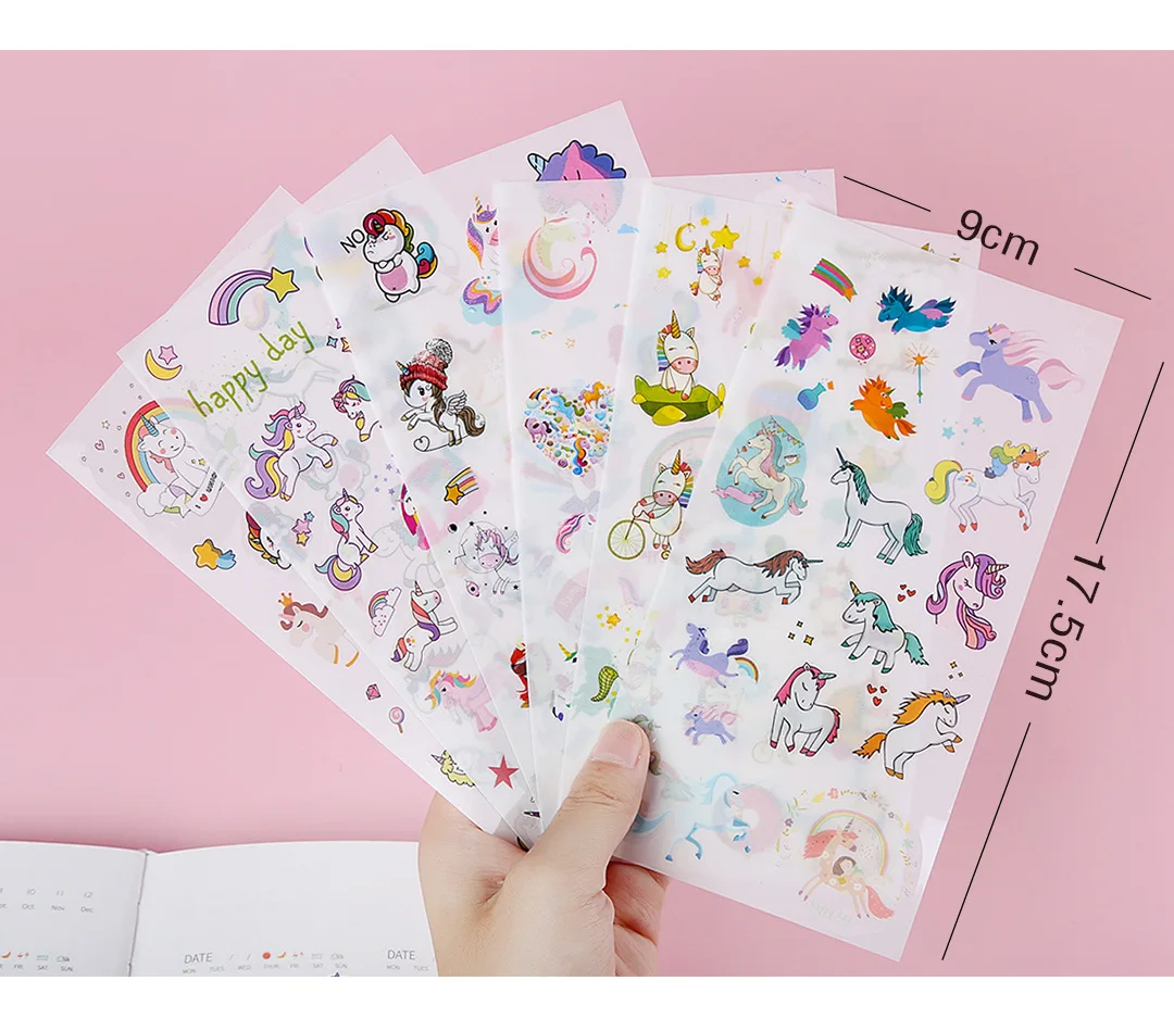 Милые Мультяшные наклейки единорога s 6 листов/шт. дневник сделай сам скрапбукинг