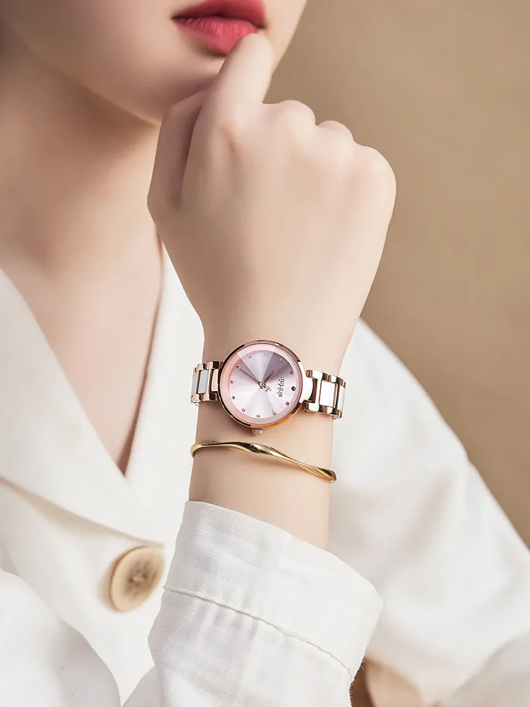 

Julius Women's Quartz Watch Metal Bracelet New Fashion Japan Diamond Ladies Wrist Ceramic Rhinestones Clock Metal Bracelet Box