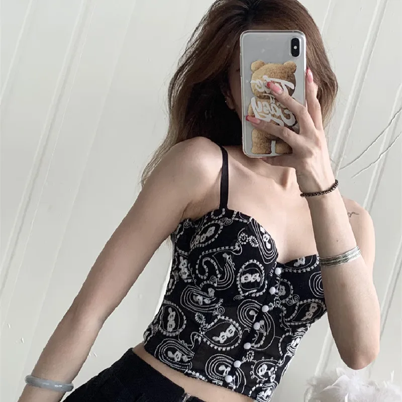 

Женский Летняя майка для девочек кружевные цветочные без рукавов кроп Топы на бретельках платье на бретелях с нагрудными вкладышами для Ле...