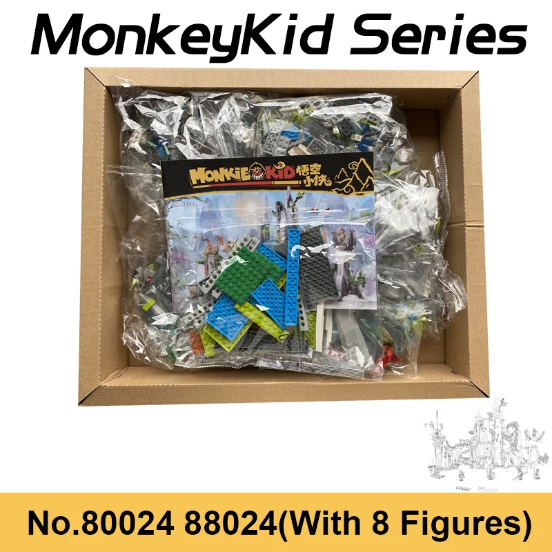 MonkeyKid Путешествие на Запад цветок фрукты гора строительные блоки бык демон