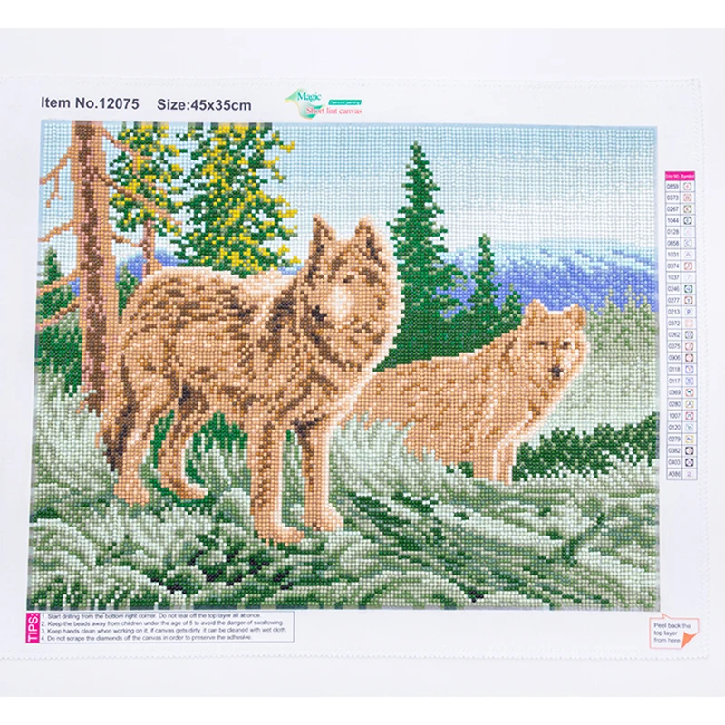 

5D Diy Бриллиантовая украшающая картина 2 волки крестиком Полный Круглый Дрель Стразы мозаика украшение дома