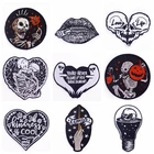 Нашивка С Вышивкой черепом в полоску нашивка с вышивкой на одежде нашивка в стиле панк нашивки с утюгом для одежды страшное искусственное украшение