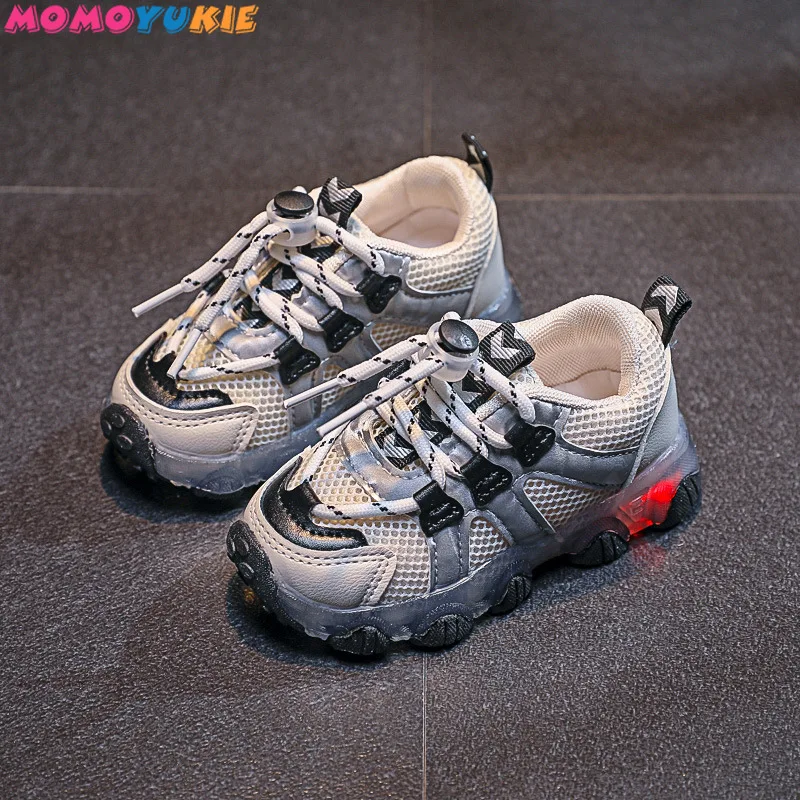 Zapatos brillantes de talla 21-30 para beb&eacute;s, zapatillas transpirables Led para ni&ntilde;os, zapatillas brillantes con suela luminosa-3