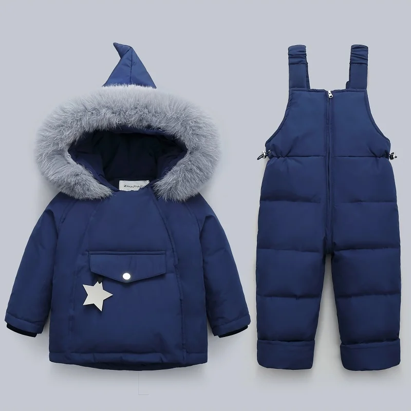 

children clothing Set 2pcs Baby toddler boys winter down jacket jumpsuit Thicken Warm kids clothes girls Infant snowsuit 0-5Year