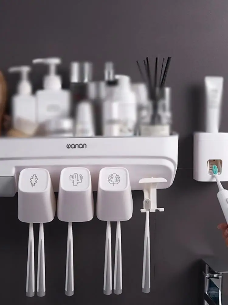 

Punch-free Multi-Function Wall-Mounted Wash Rack Holder Set With Teething Cup