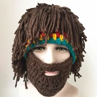 handmade knitted wig hat adults kids crochet removable mustache wig hat cosplay accessories knitted wig hat
