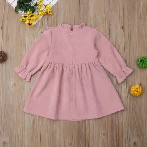 

Baby Girls Long Sleeve Dress Solid Color Ruffle Collar Princess Tutu Dresses Kids Casual Spring Autumn Party Wedding Gown