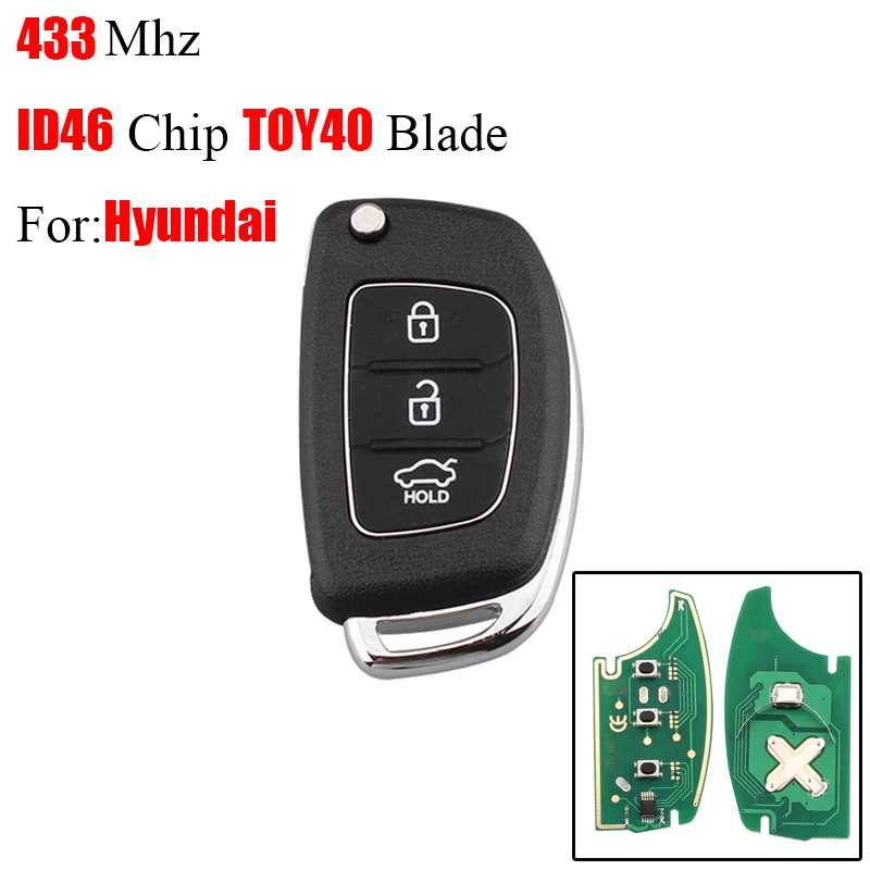 3 кнопки дистанционного ключа автомобиля для Hyundai 433Mhz ID46 чип Новый IX35 IX25 IX45 Elantra Santa