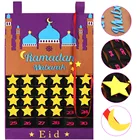 Настольный бегун OurWarm Eid Mubarak, вечерние Семейные бегуны с календарем, украшенные тканью, черный настольный бегун