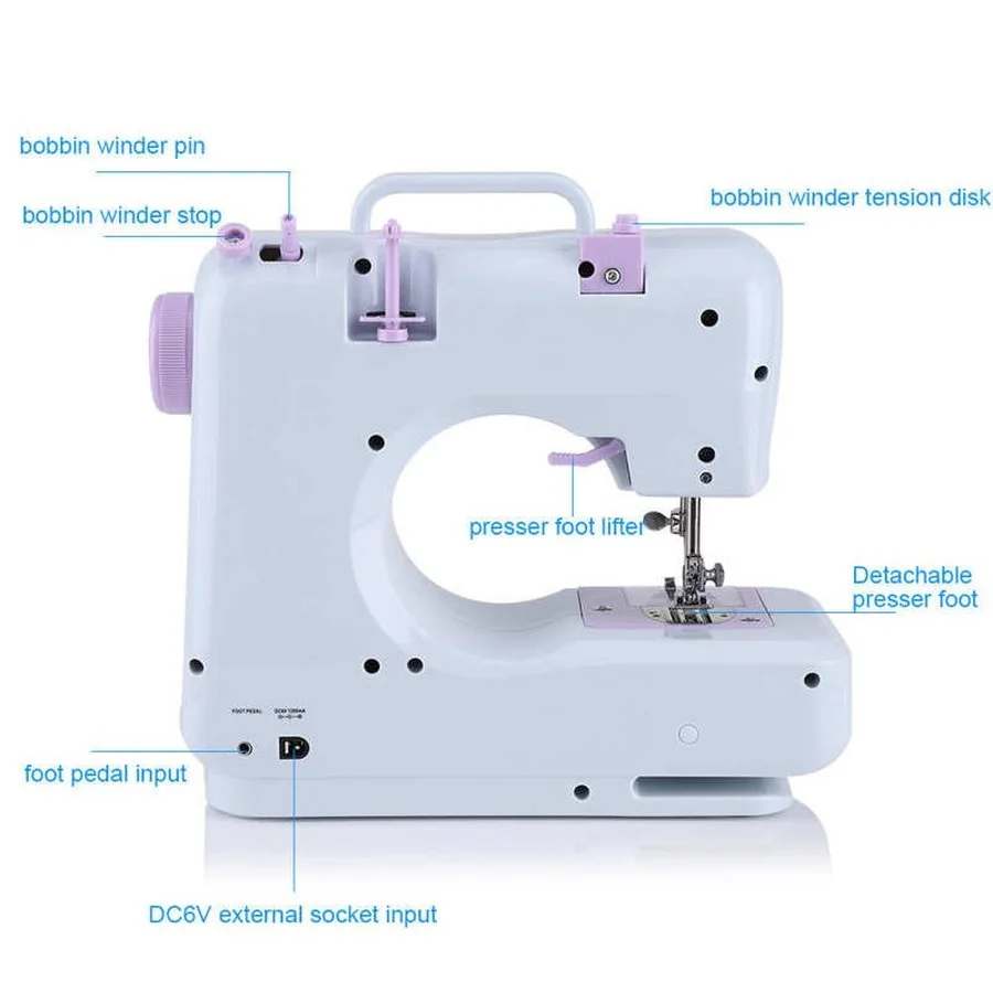 

220V DIY Sewing Machine 12 Stitches Multifunctional Electric Overlock Sewing Machine Household Foot Pedal