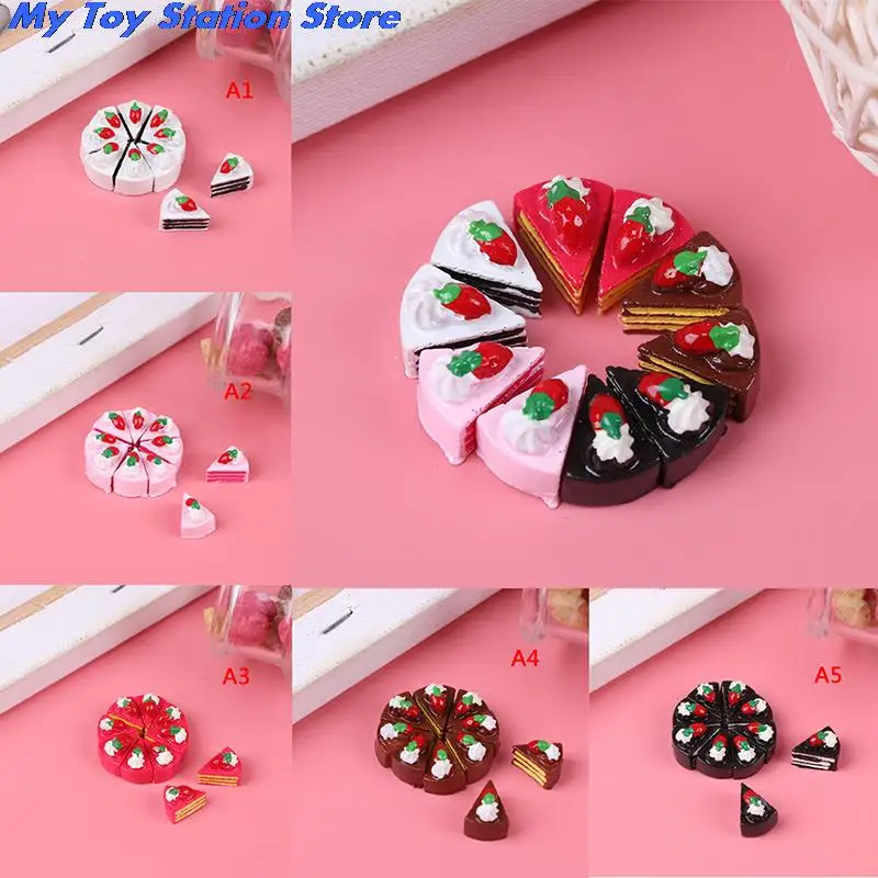 10pcsColorful Mini Play Resin Triangle Food Cake Christmas Dolls Miniature Pretend Toy For girl DIY Jewelry Accessories | Игрушки и