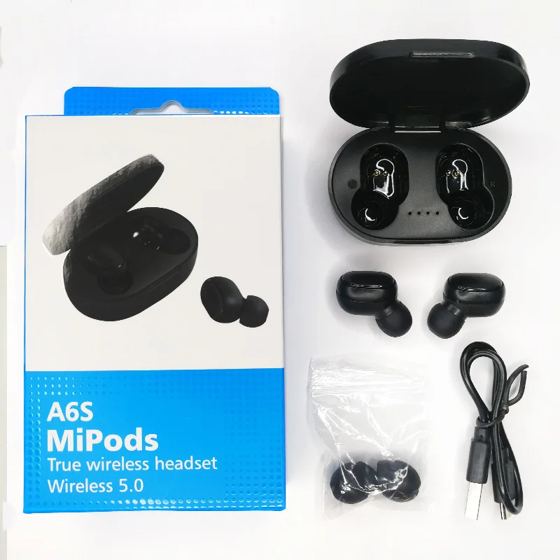 

A6S TWS Wireless Earphone For Xiaomi Redmi airdots Earbuds Bluetooth 5.0 Headsets Noise Cancelling Mic for Xiaomi Apple