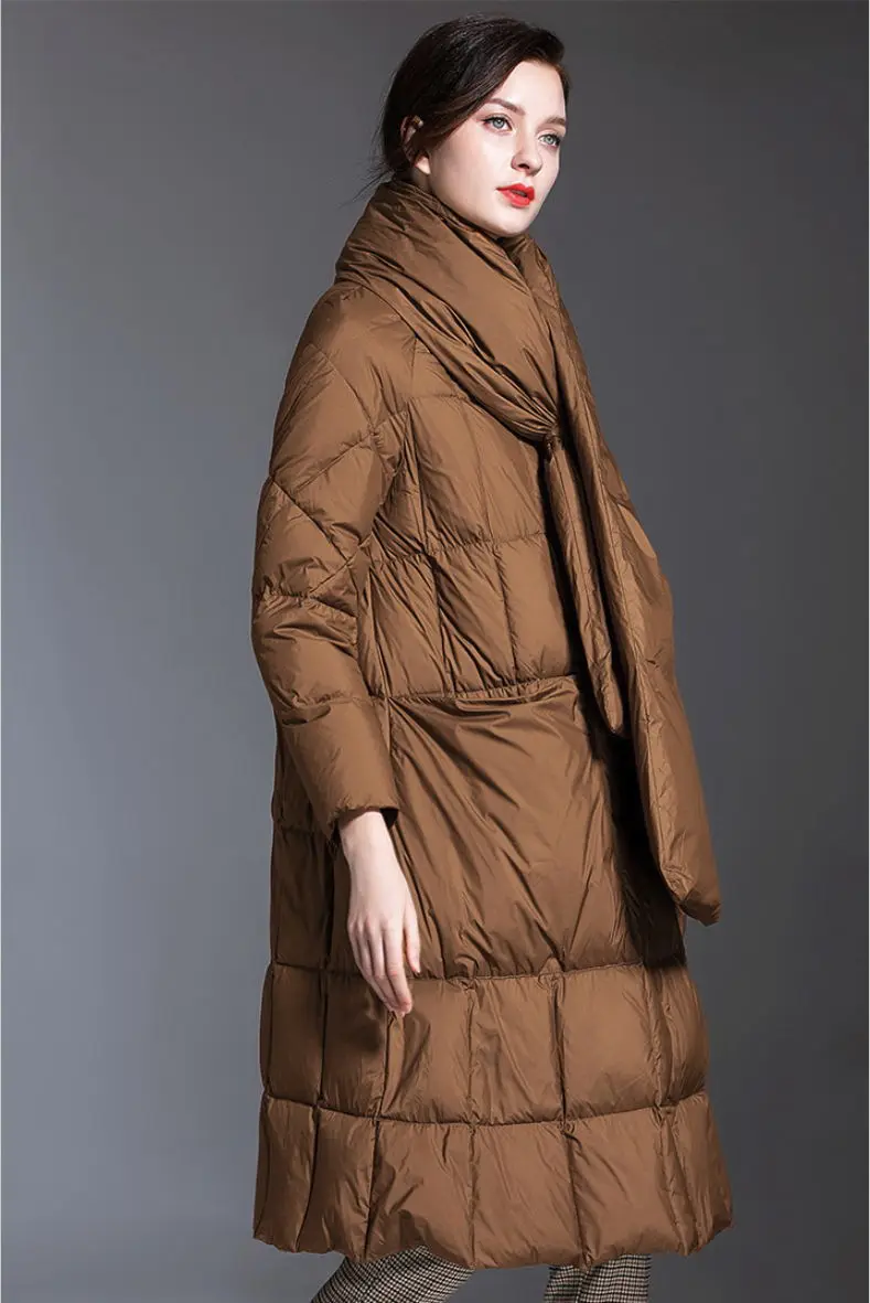 

Down Jacket Female 2020 Winter New European White Duck Down Thick Fashion Jacket female dark brown