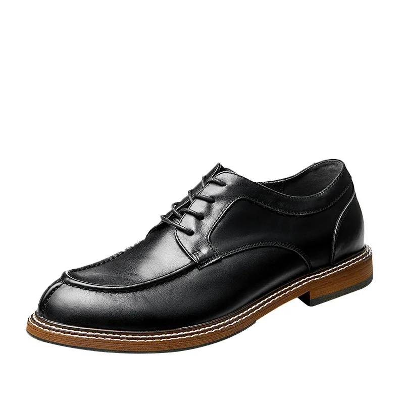 

Mens Shoes Casual High Quality Genuine Leather Shoes Spring All-match Cowhide Lace-Up Business Men Shoes Spring and Autumn
