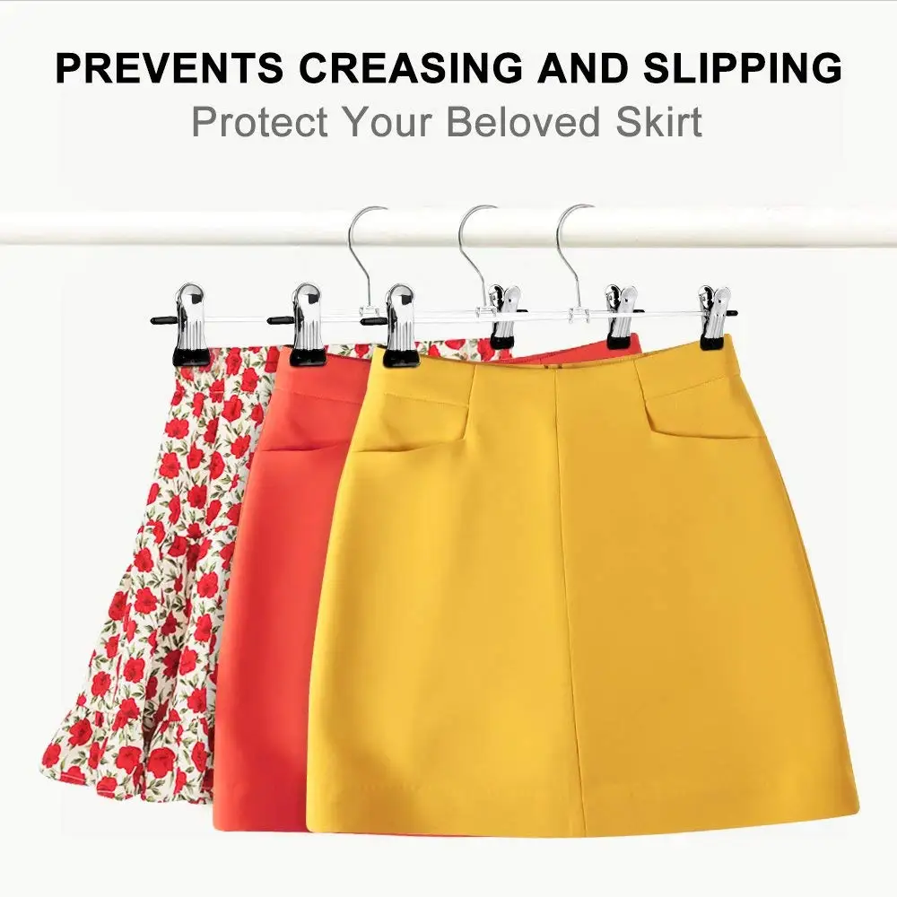

Pant Hangers Skirt Hangers with Clips 20 Pack Metal Trouser Clip Hangers for Space Saving, Ultra Thin Rust Resistant Hangers for