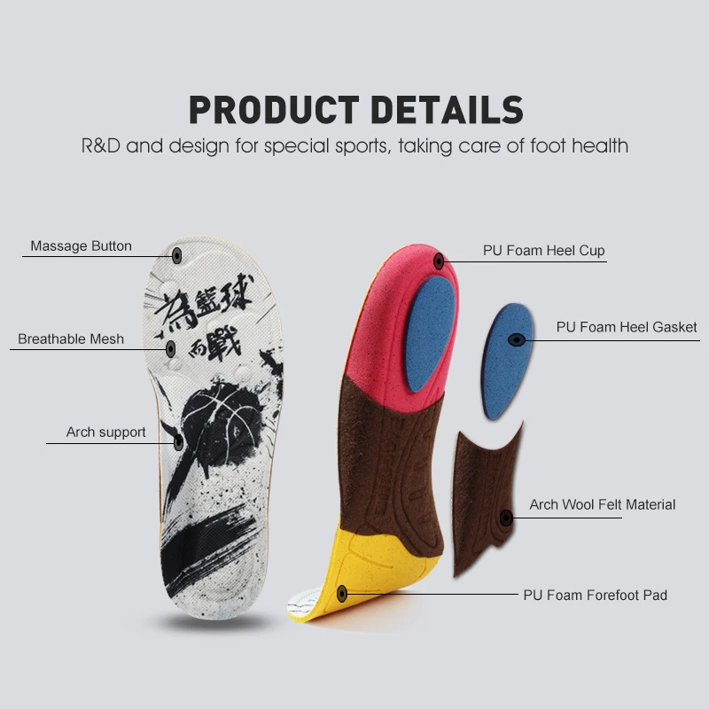 BANGNI PU Foam Insoles Arch Support Heel Shock Absorption Relax Plantar Fasciitis Shoes Pad Feet Inserts for Men Women Sole