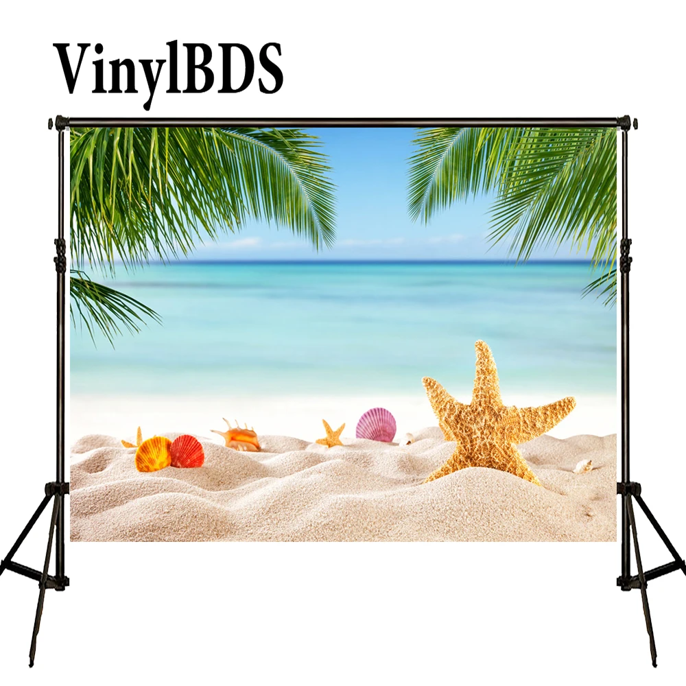 

VinylBDS 5x7ft фон для фотосъемки с морским пляжем летние декорации фон для детей голубое небо и белый облачный фон