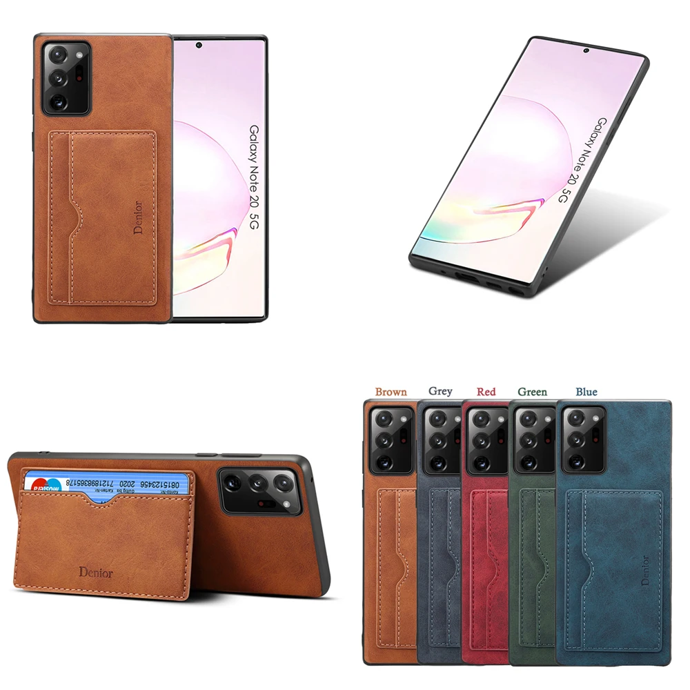 

Luxury Single Card Slot Leather Wallet Phone Case for Samsung Note S 9 10 20 21 Plus Ultra 5G Desktop Stand