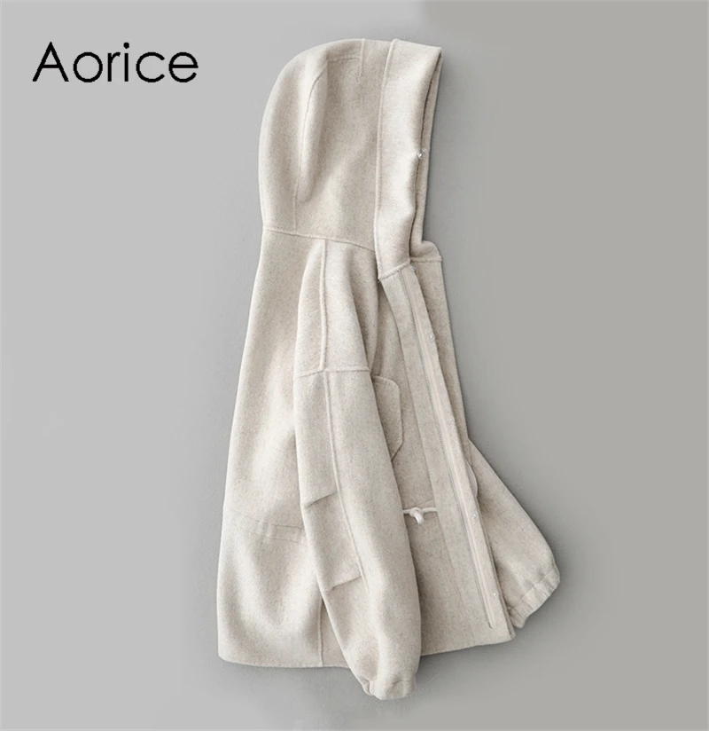 Aorice ZY18703 женское теплое шерстяное пальто из натуральной шерсти Женская кроличий мех подкладка Лисий меховой воротник для отдыха осень/зима шерсть длинная верхняя одежда