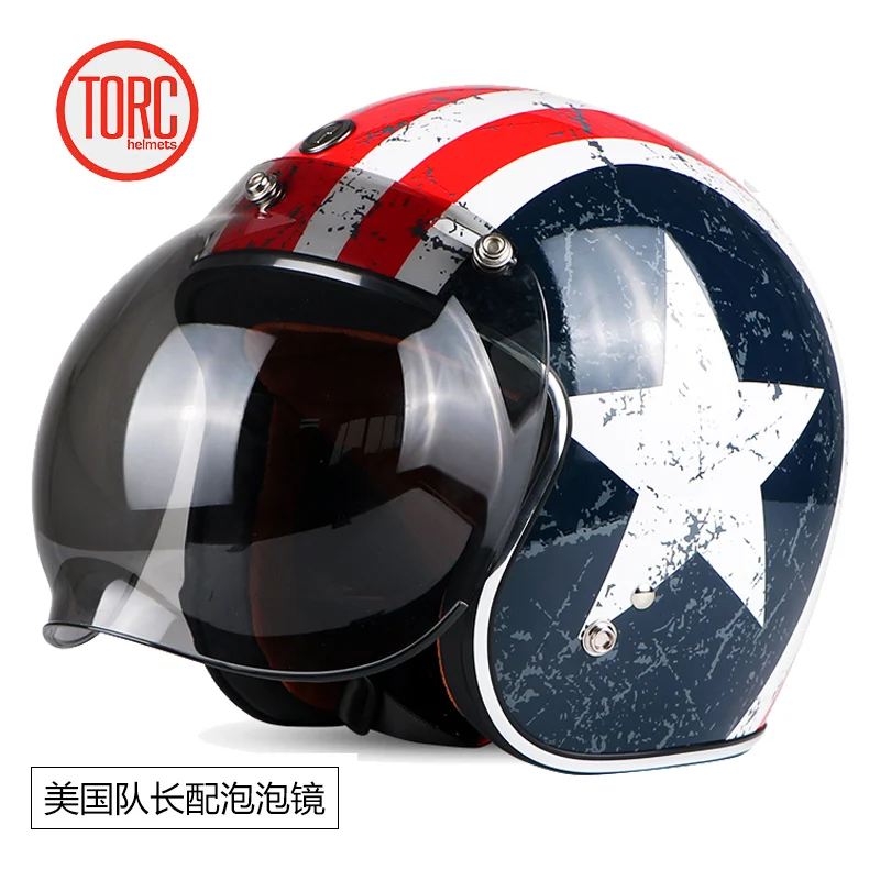 Мотоциклетный шлем Torc t50 винтажный с открытым лицом в стиле ретро 3/4 | Автомобили и