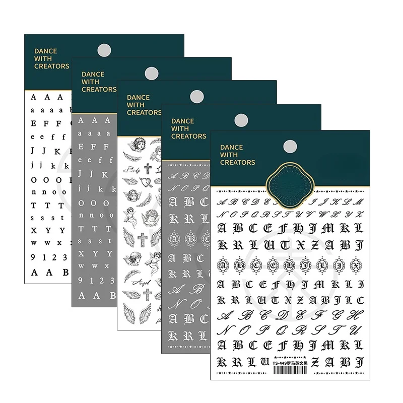 

3D nail Stickers Designer New Technology Ultra-thin Stickers For Nails Manicure Foil Nail Art Decor Tips Roman English TS449