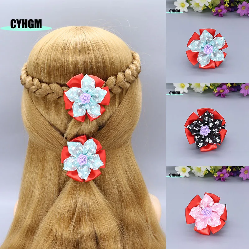 Оптовая продажа новые милые заколки для волос из шелковой ленты девочек