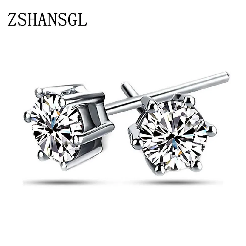 Изящные однотонные Серебристые сверкающие серьги гвоздики с бантом и