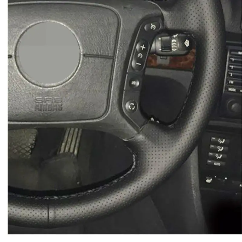 Black Soft Artificial Leather Hand-stitched Car Steering Wheel Cover for BMW E46 318i 325i X5 E39 E53 | Автомобили и мотоциклы